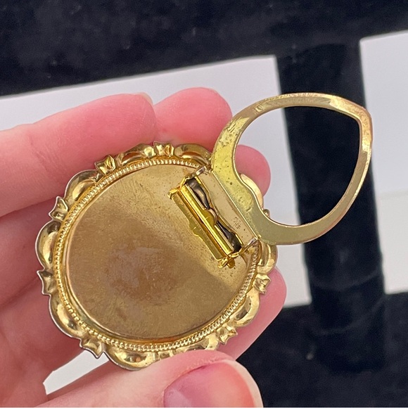 Vintage 40's Lucite Floral CAMEO CottageCore Fairy Ballet Core Retro Dress Clip - Picture 5 of 8